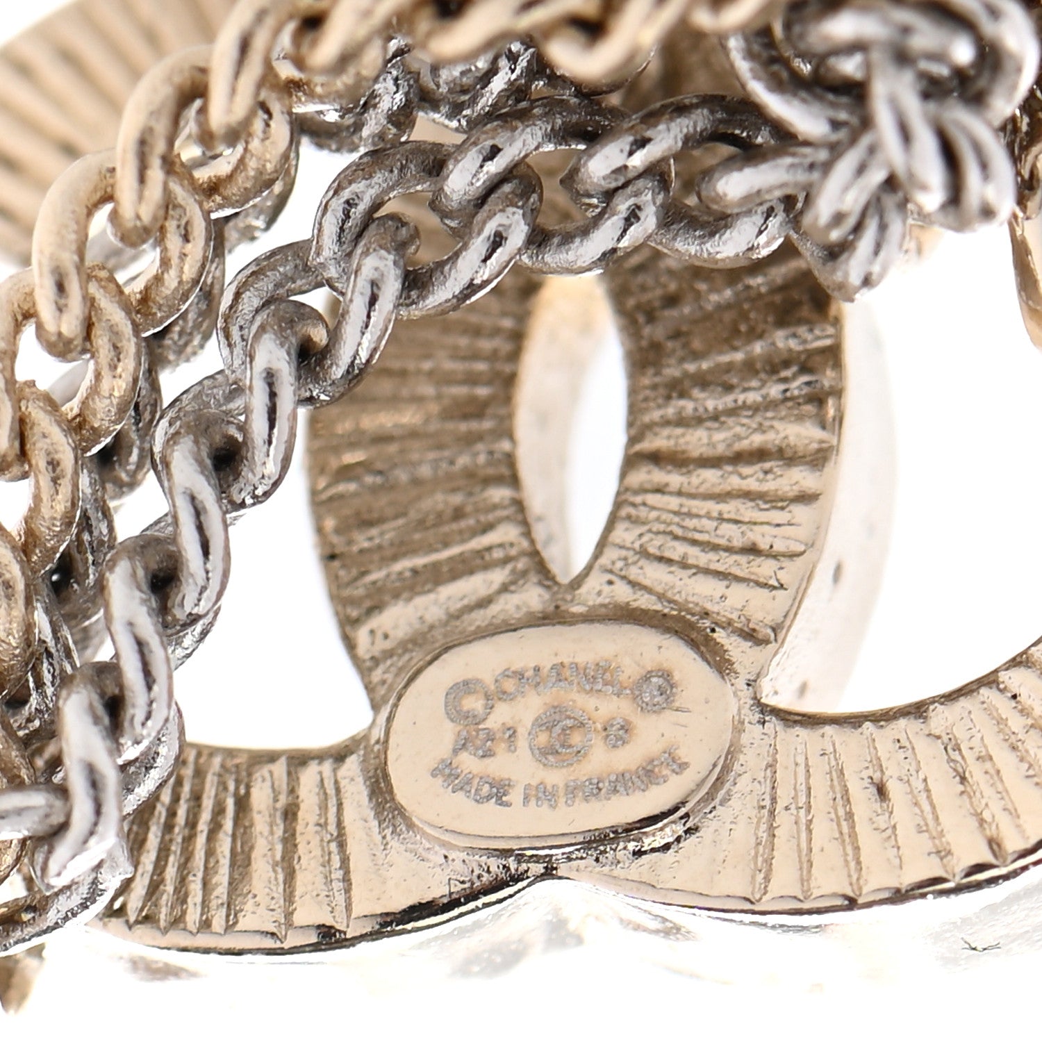 Chanel Crystal Chain CC Earrings Gold 4 of 4