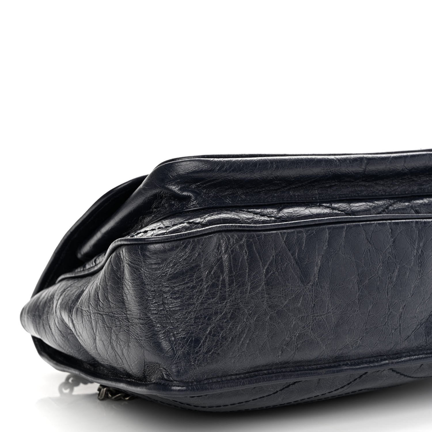 Saint Laurent Crinkled Calfskin Matelasse Monogram Large Niki Chain Satchel Deep Marine 8 of 9