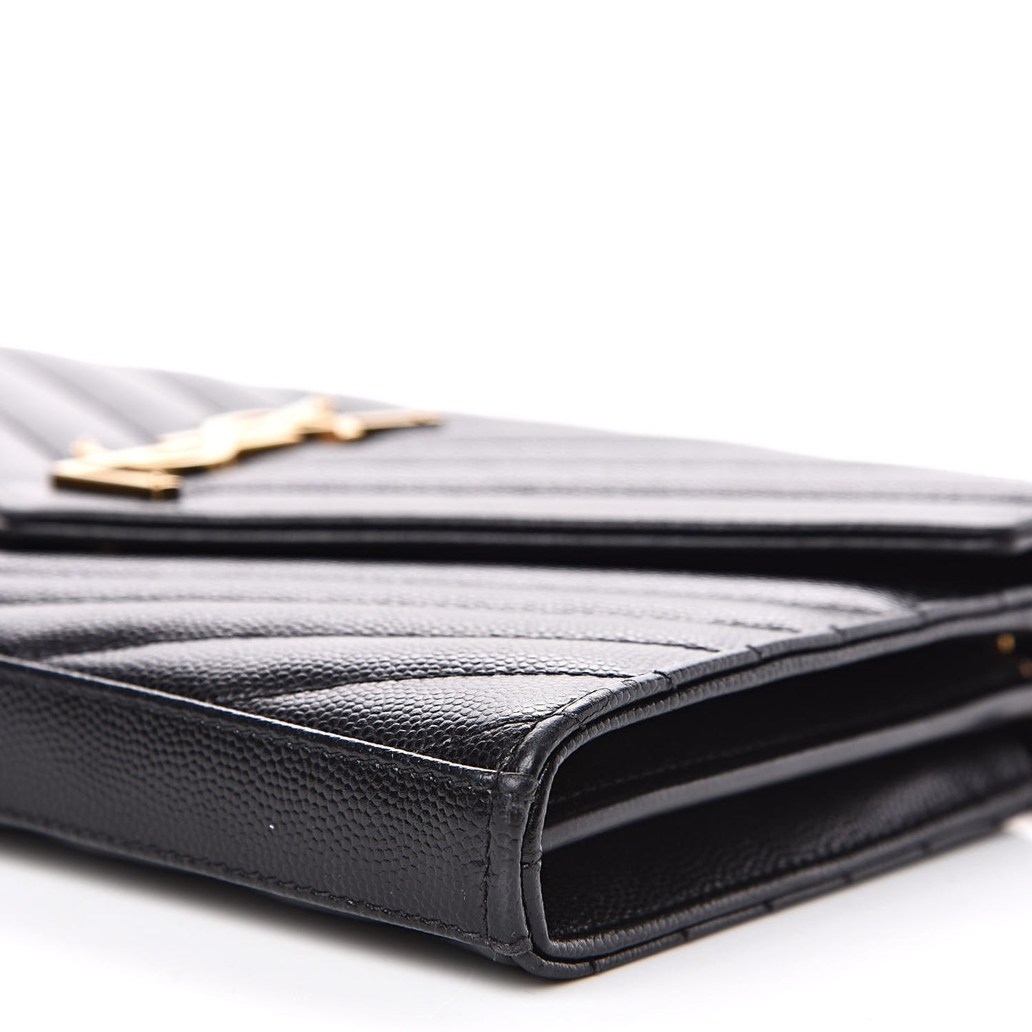 Grain De Poudre Matelasse Chevron Monogram Chain Wallet Black