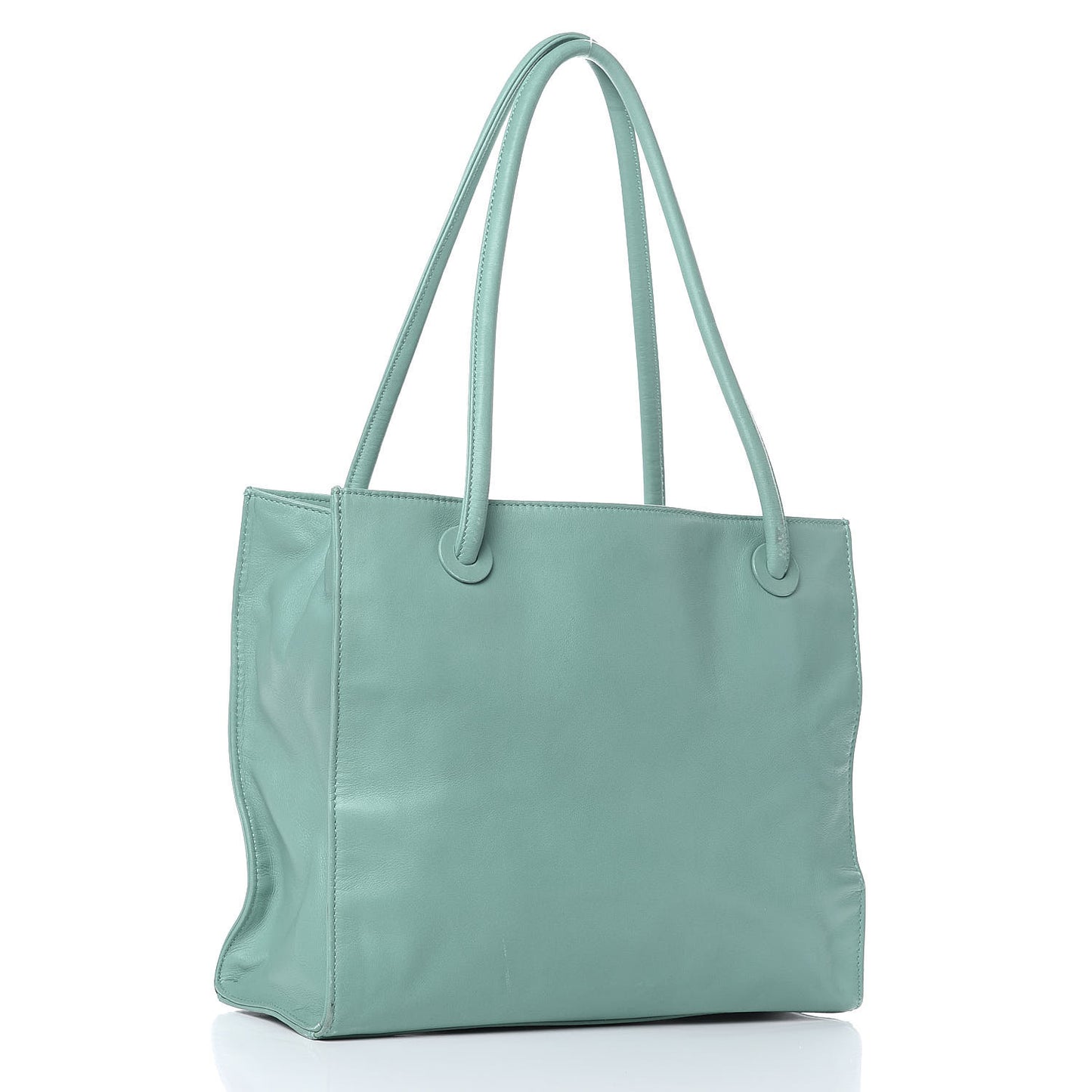 Lambskin CC Stitched Tote Turquoise