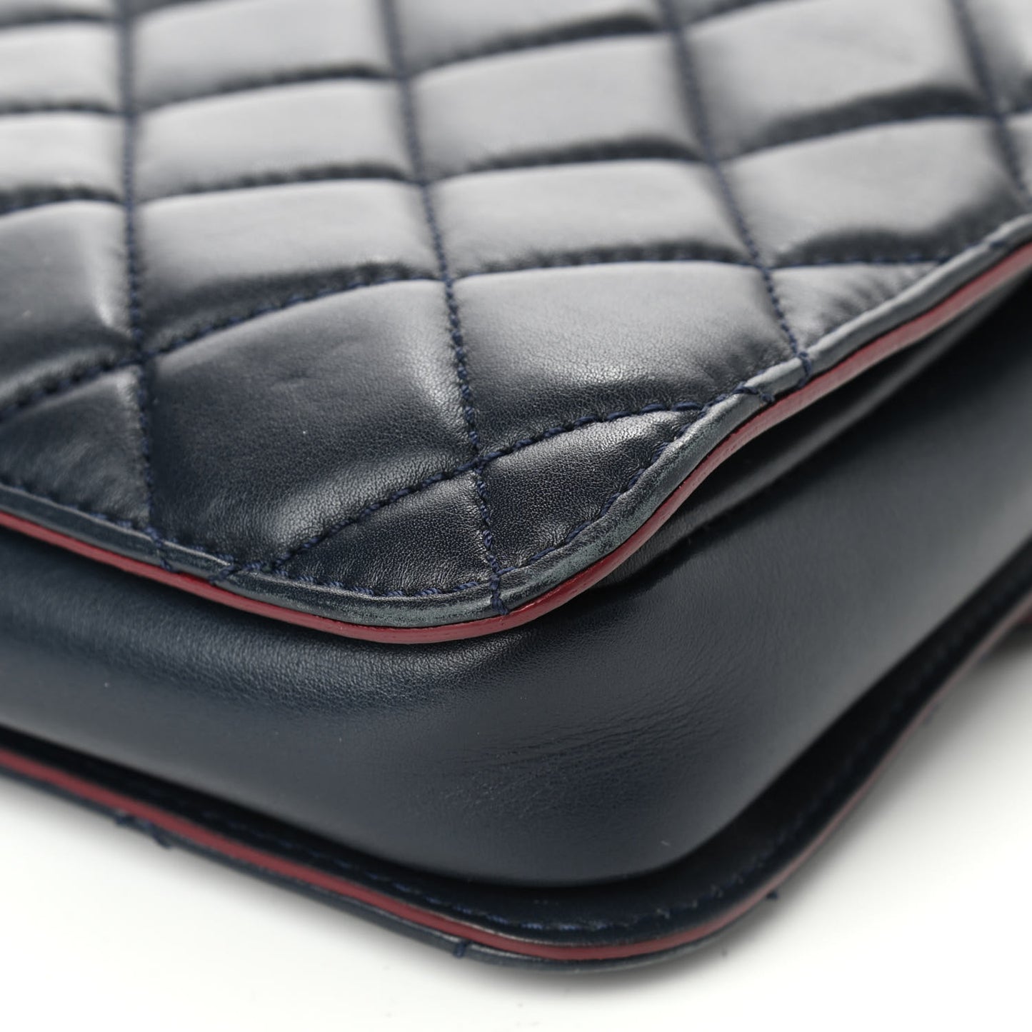 Calfskin Quilted Large Perfect Edge Flap Black