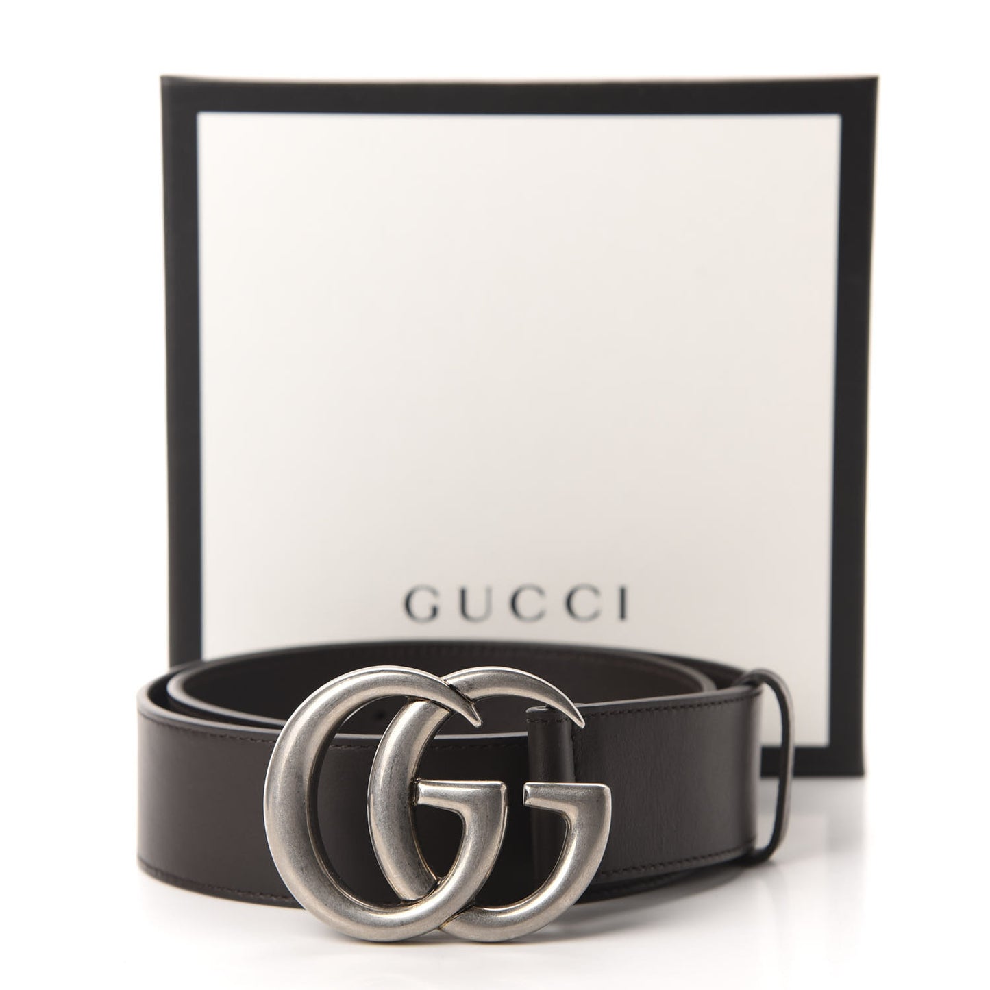 Moon Calfskin Nickel Double G 40mm Belt 70 28 Dark Cocoa
