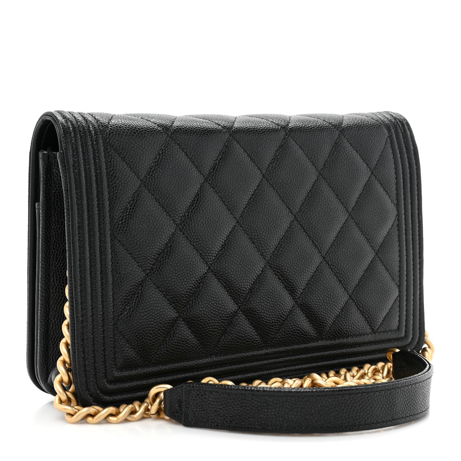 Chanel Caviar Quilted Boy Wallet On Chain WOC Black 3 of 14
