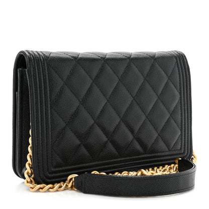 Chanel Caviar Quilted Boy Wallet On Chain WOC Black 3 of 14