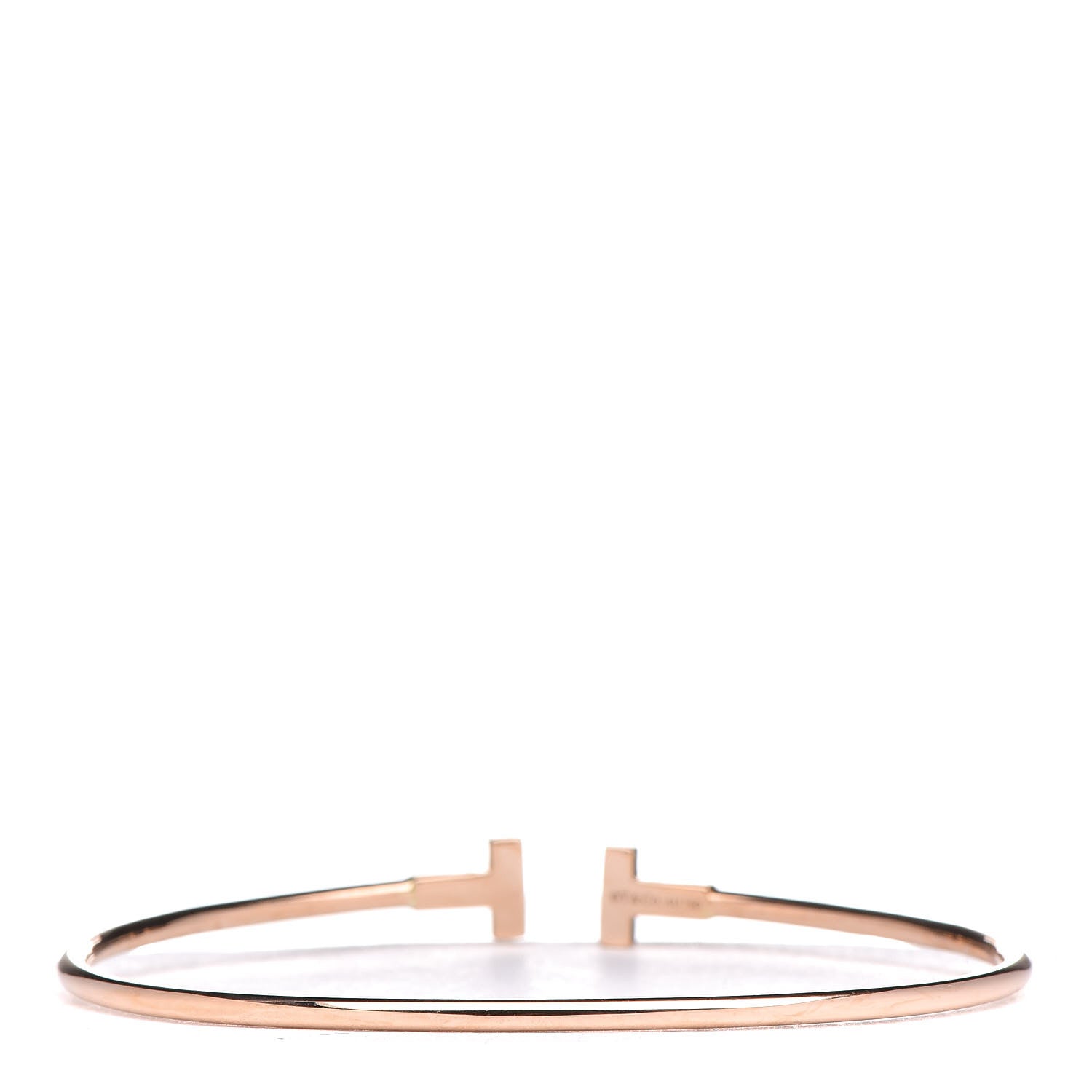 Tiffany 18K Rose Gold Narrow T Wire Bracelet 3 of 5