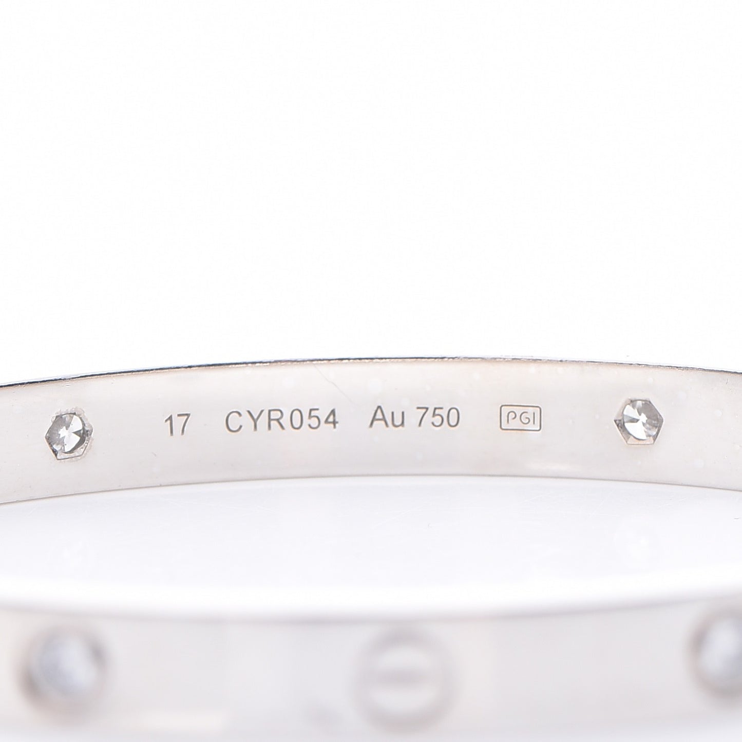 18K White Gold 4 Diamond LOVE Bracelet 17
