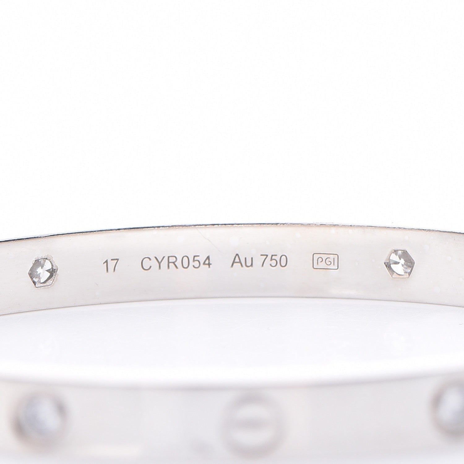 Cartier 18K White Gold 4 Diamond LOVE Bracelet 17 6 of 10