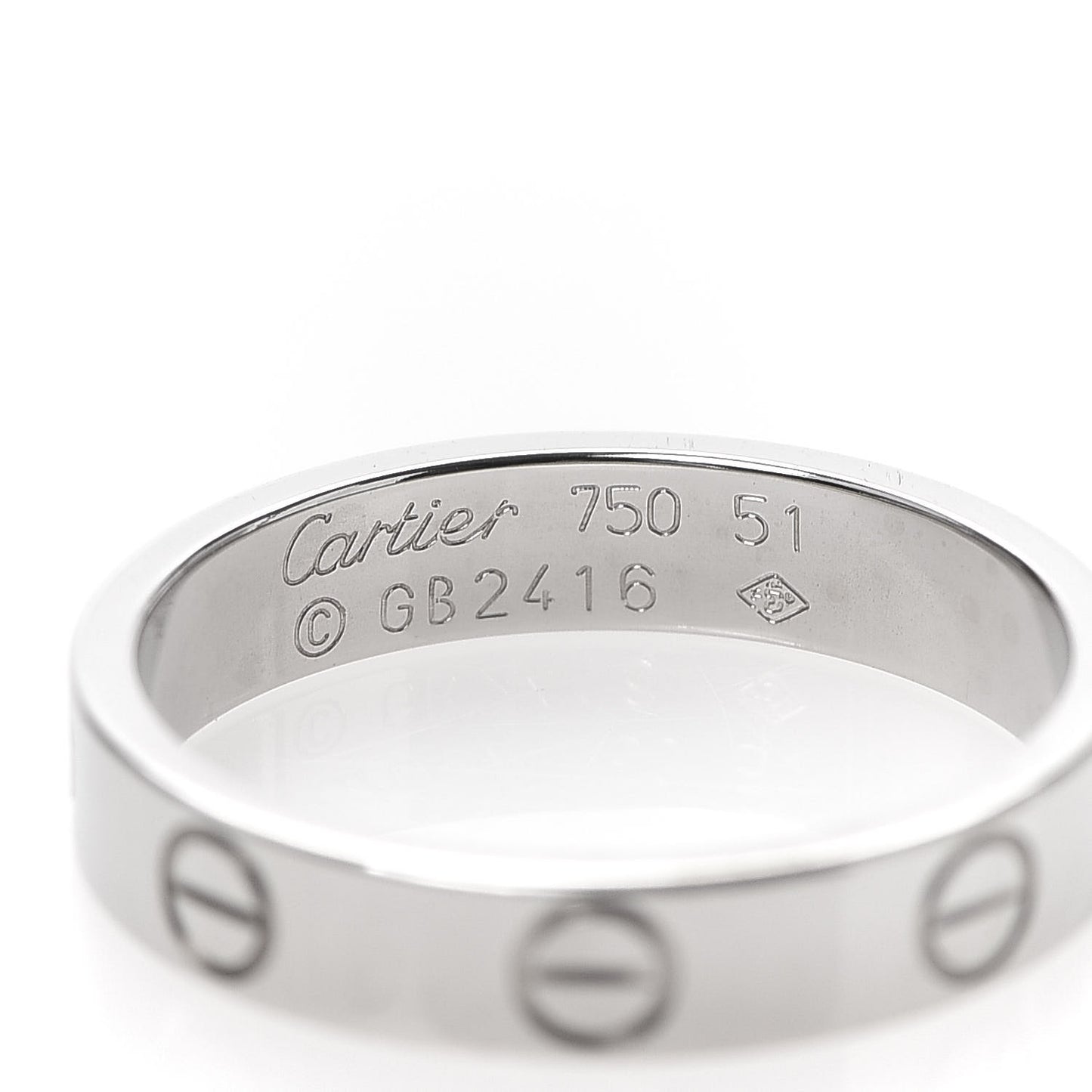 18K White Gold 3.5mm LOVE Wedding Band Ring 51 5.75