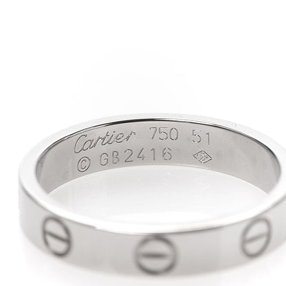Cartier 18K White Gold 3.5mm LOVE Wedding Band Ring 51 5.75 4 of 5