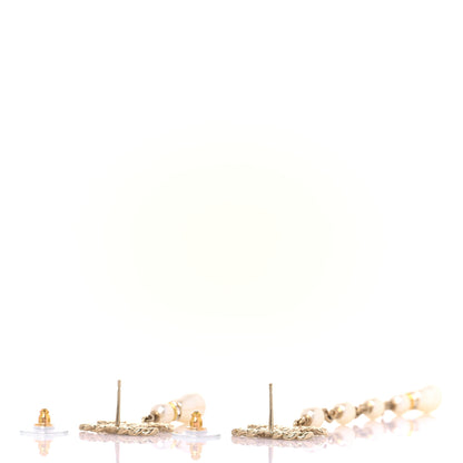 Chanel Crystal Pearl Pearls Coronation Uneven Earrings Gold 3 of 5