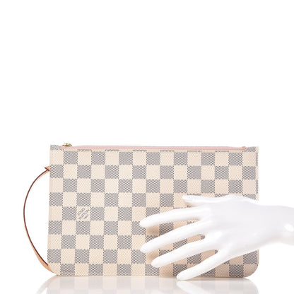 Louis Vuitton Damier Azur Neverfull MM GM Pochette Rose Ballerine 3 of 16