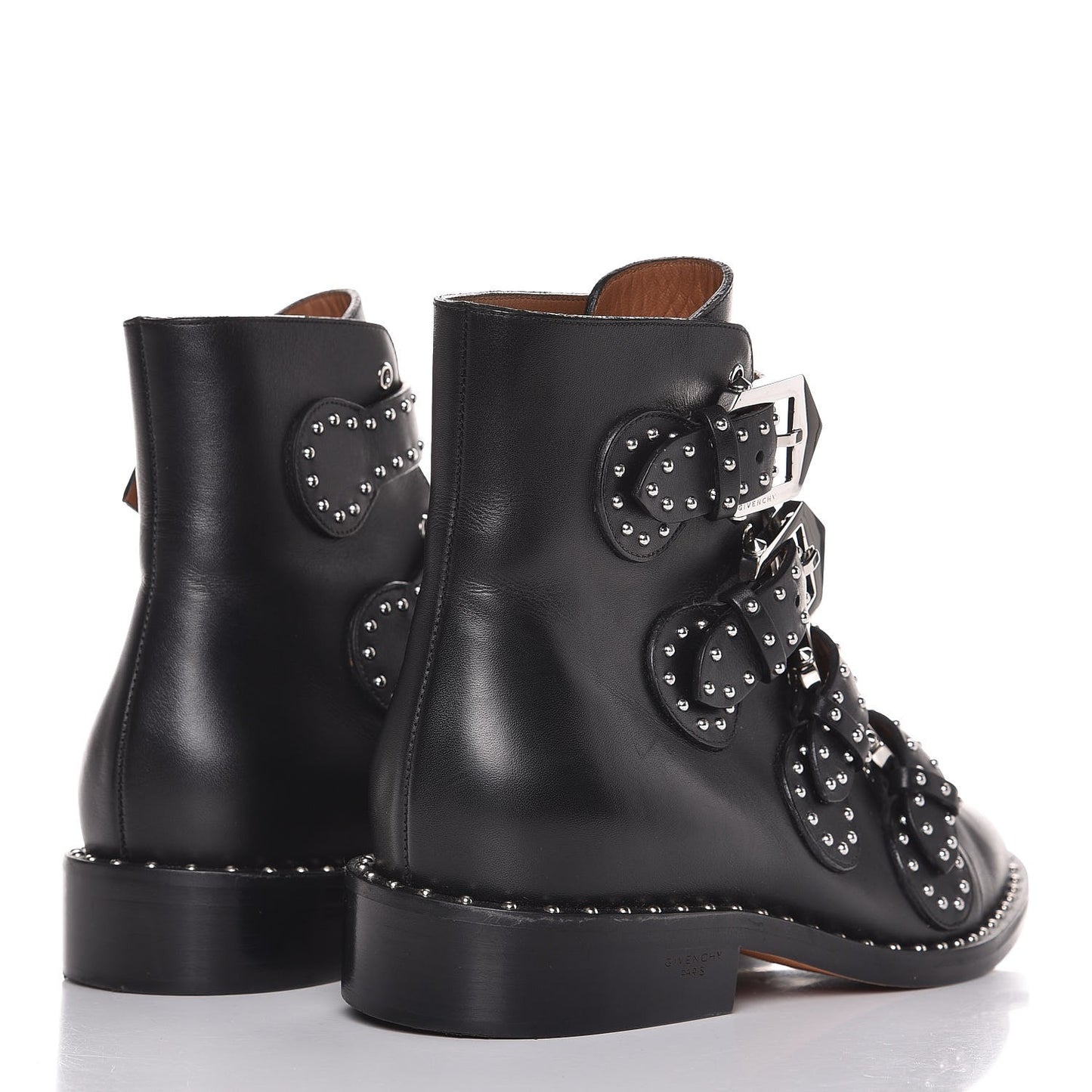 Calfskin Studded Prue Buckle Bootie 35.5 Black