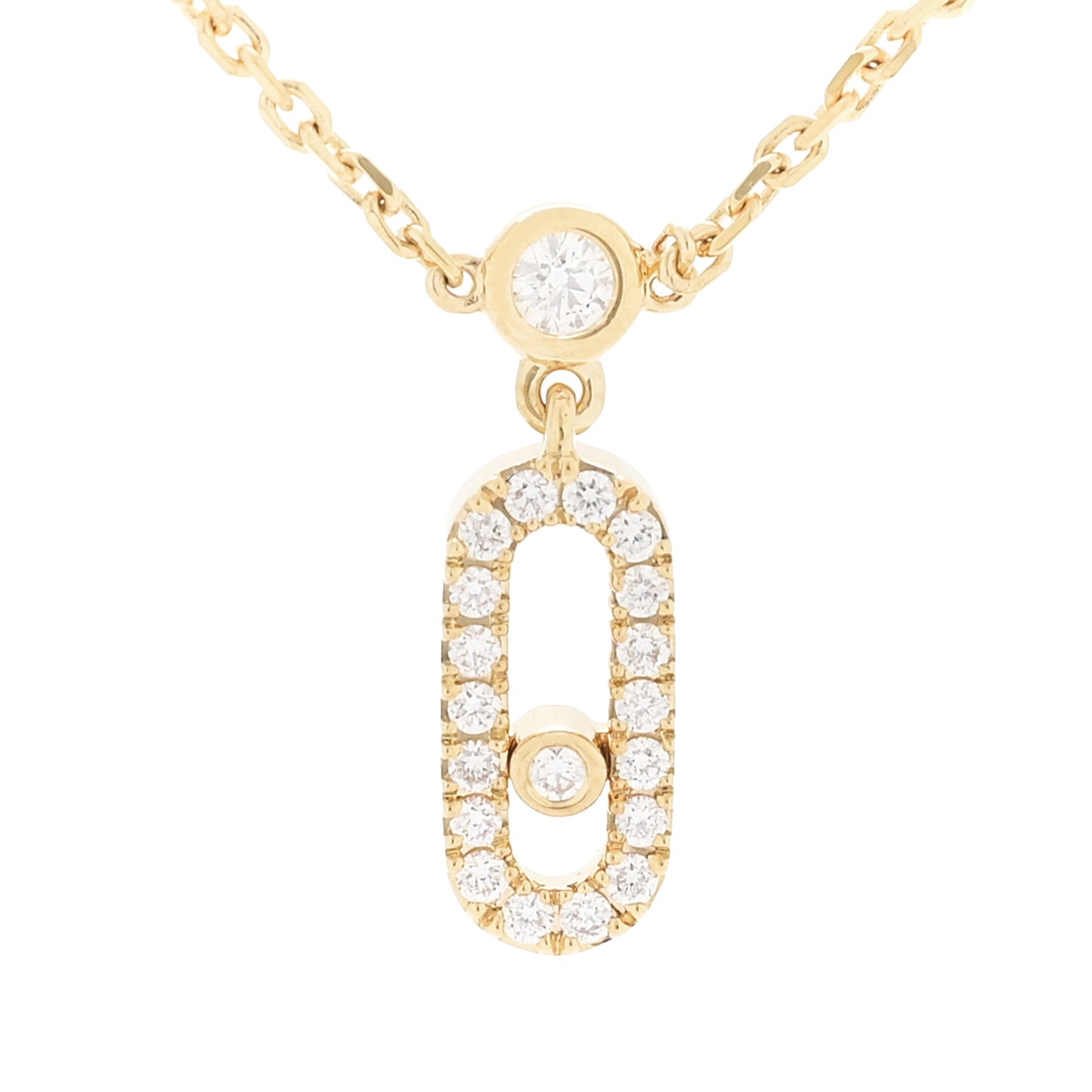 18K Yellow Gold Diamond Move Uno Pave Drop Choker Necklace