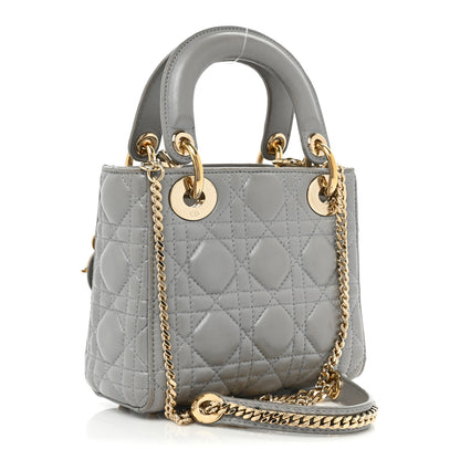 Christian Dior Metallic Lambskin Cannage Mini Lady Dior Grey 3 of 16