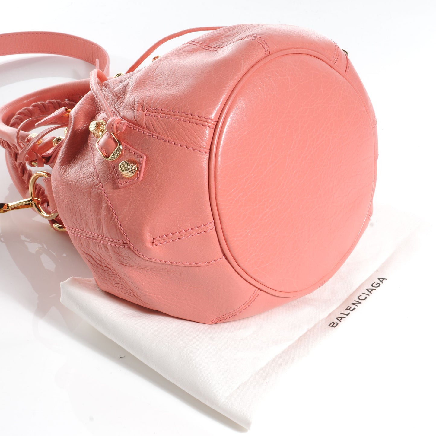 Agneau Giant 12 Gold Hardware Mini Pompon Rose Azalee