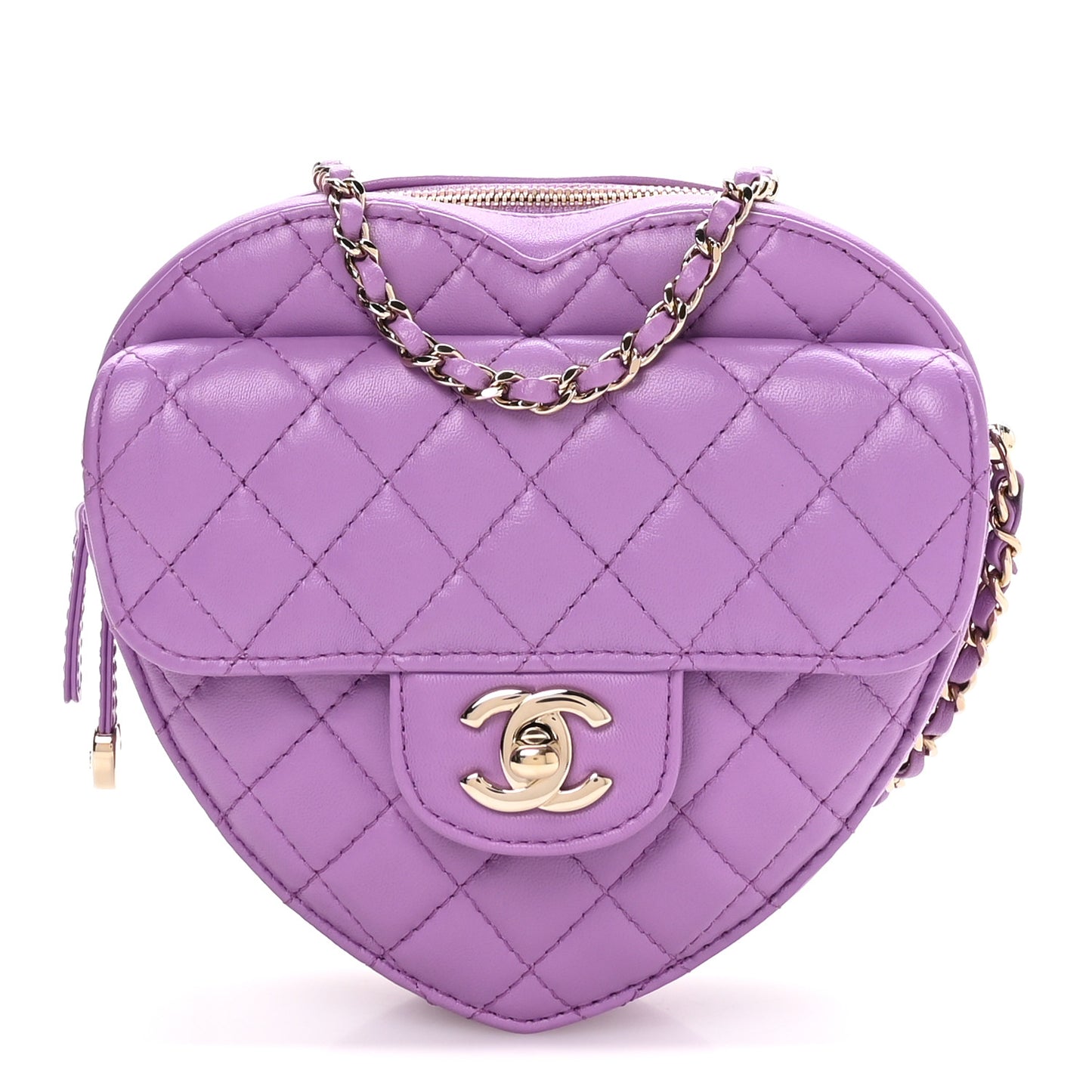 Lambskin Quilted CC In Love Heart Bag Purple