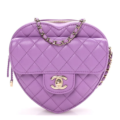 Chanel Lambskin Quilted CC In Love Heart Bag Purple 1 of 10