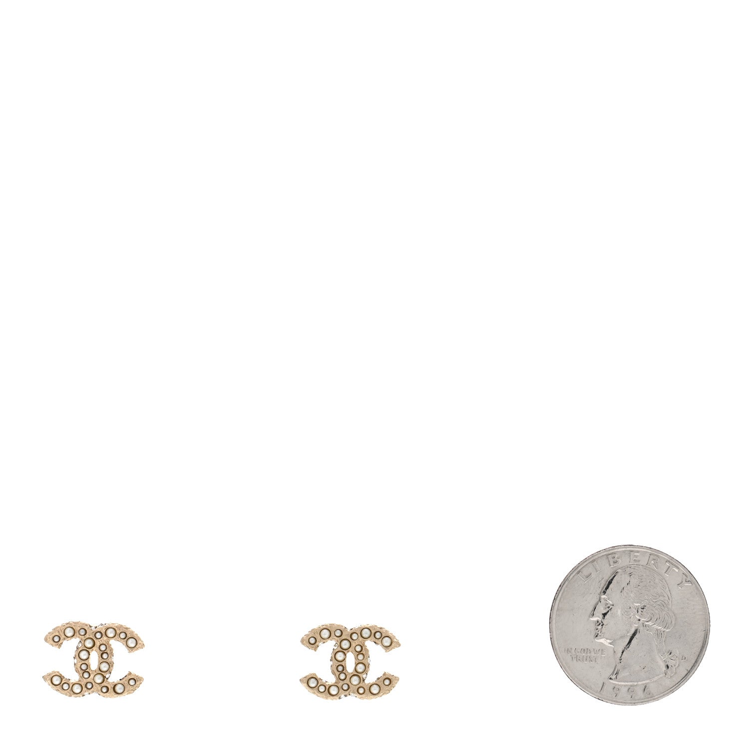 Chanel Metal Graduated Pearl Crystal CC Earrings Light Gold 2 of 4