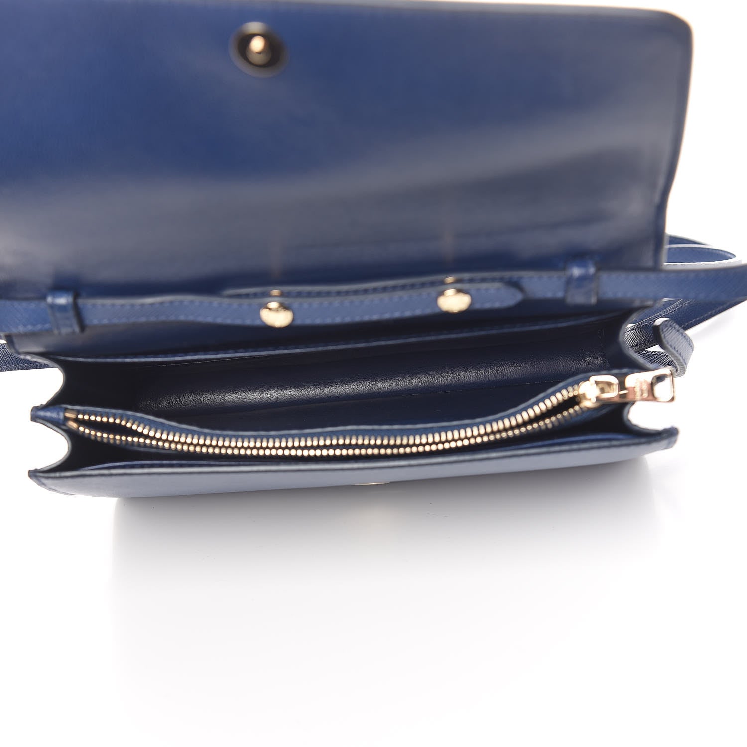 Prada Saffiano Lux Flap Wallet with Strap Bleuette 5 of 10