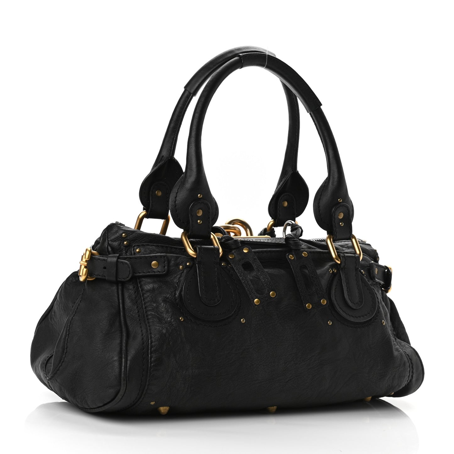 Calfskin Medium Paddington Satchel Black