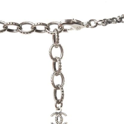 Chanel Crystal Pearl Bead CC Heart Pendant Chain Necklace Silver 5 of 6