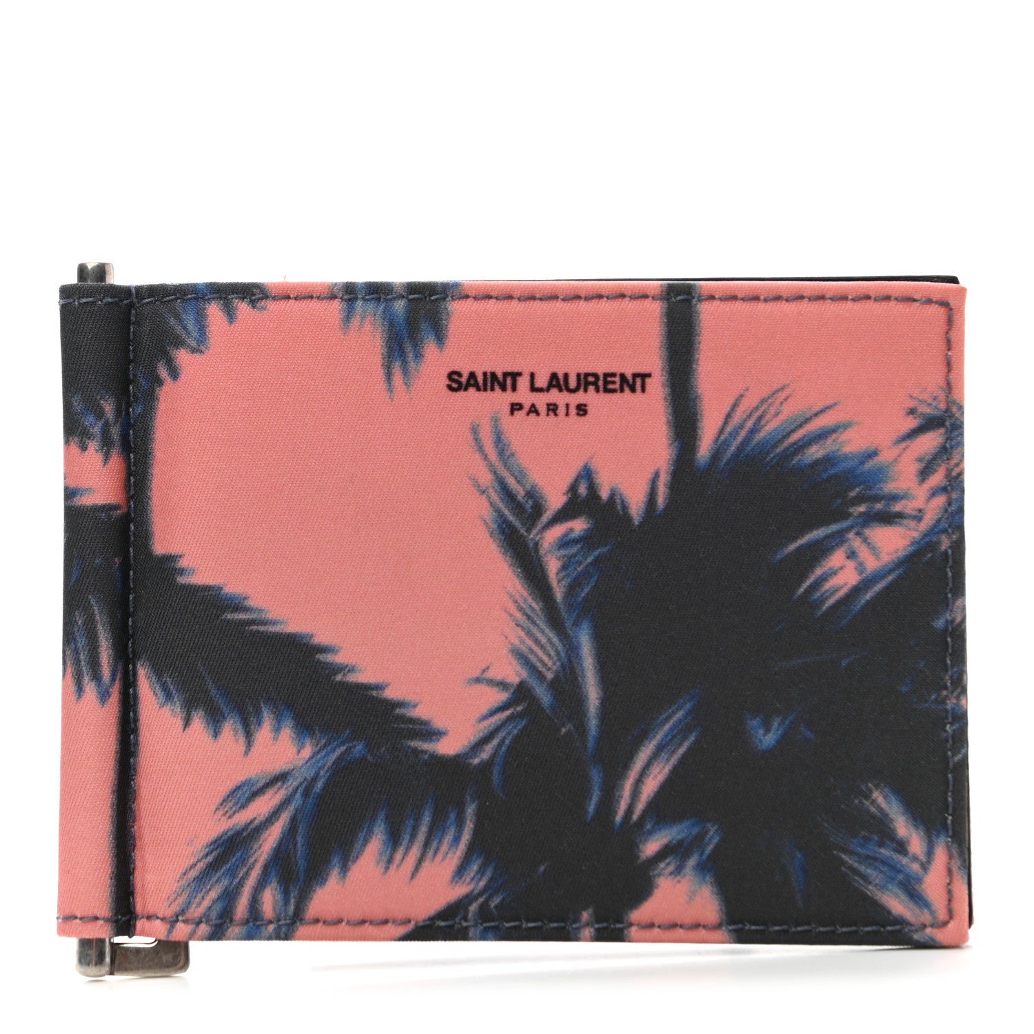 Saint Laurent Nylon Palm Tree Print Bill Clip Card Case 1 of 6