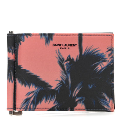 Saint Laurent Nylon Palm Tree Print Bill Clip Card Case 1 of 6