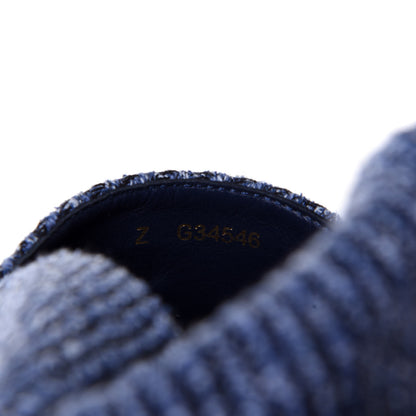 Chanel Cotton Tweed CC Espadrilles 38 Blue Ecru Black 10 of 11