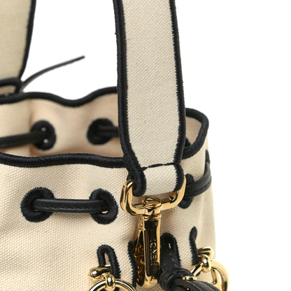 Fendi Canvas Vitello Grace F is Fendi Logo Embroidered Mini Mon Tresor Bucket Bag Grezzo Black 12 of 12