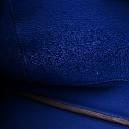 Hermes Togo Bi Color Horseshoe Birkin 35 Etain Bleu Electrique 13 of 15