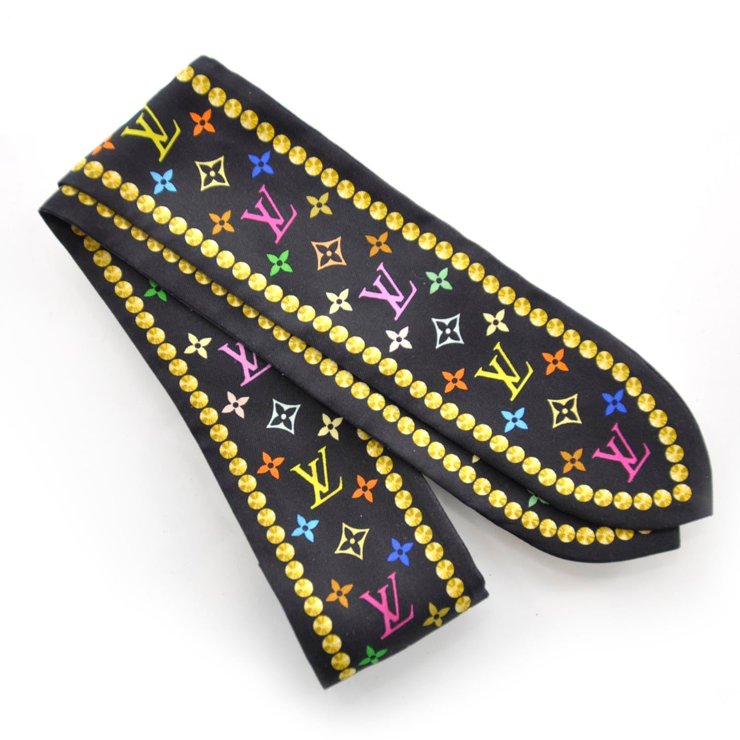 Louis Vuitton Silk Monogram Multicolor Bijou Bandeau Black 1 of 4
