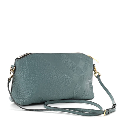 Burberry Signature Grain Calfskin Check Embossed Small Chichester Crossbody Clutch Bag Celadon Blue 3 of 13