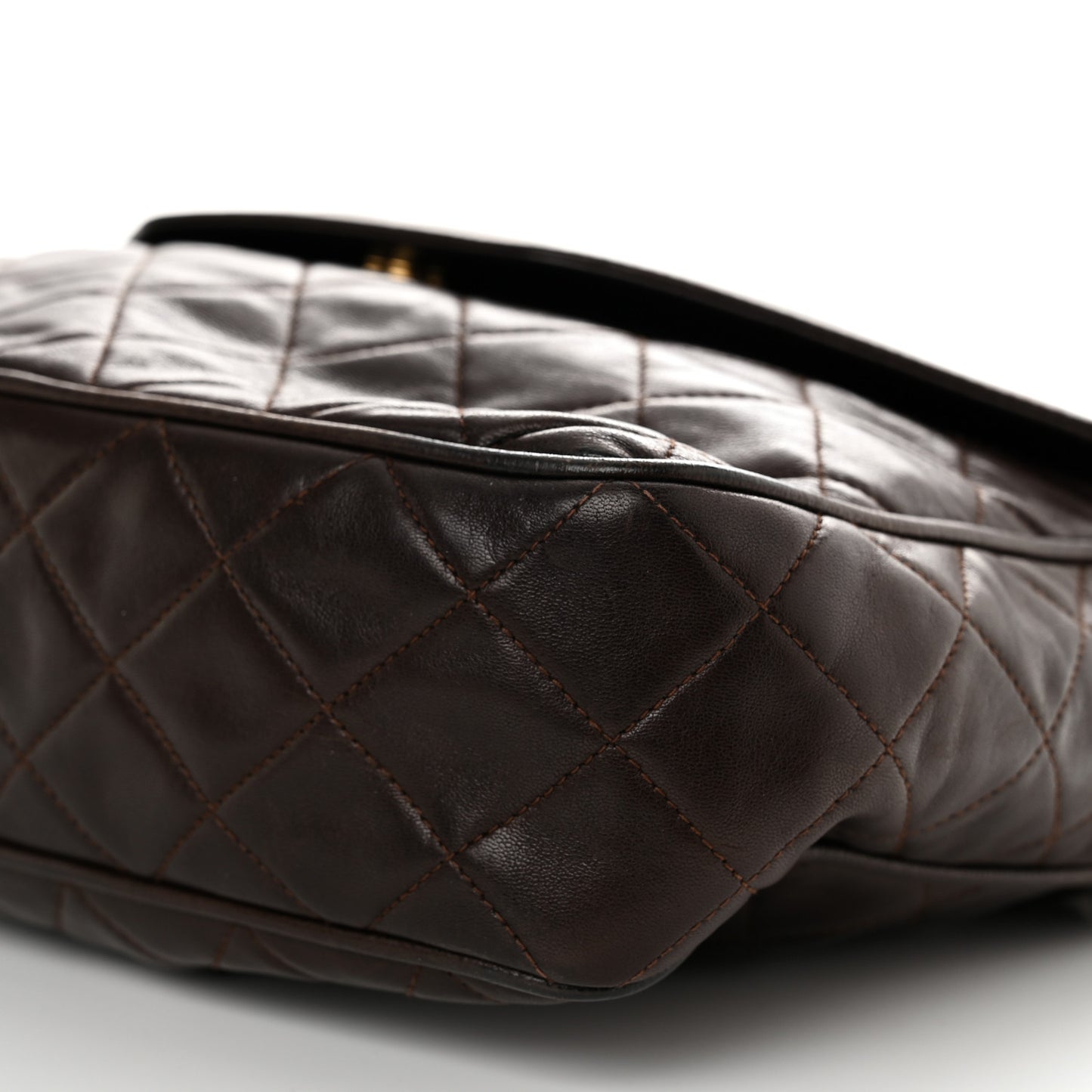 Lambskin Quilted Tassel Camera Case Brown