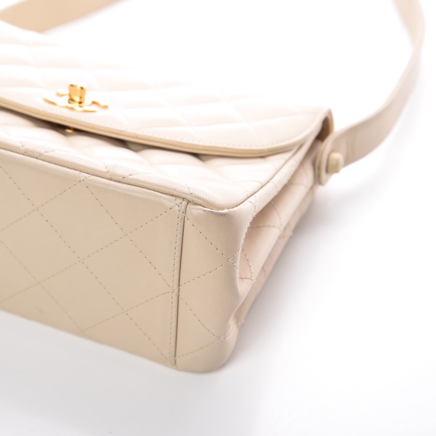 Chanel Lambskin Quilted Small Single Flap Beige Clair 10 of 15