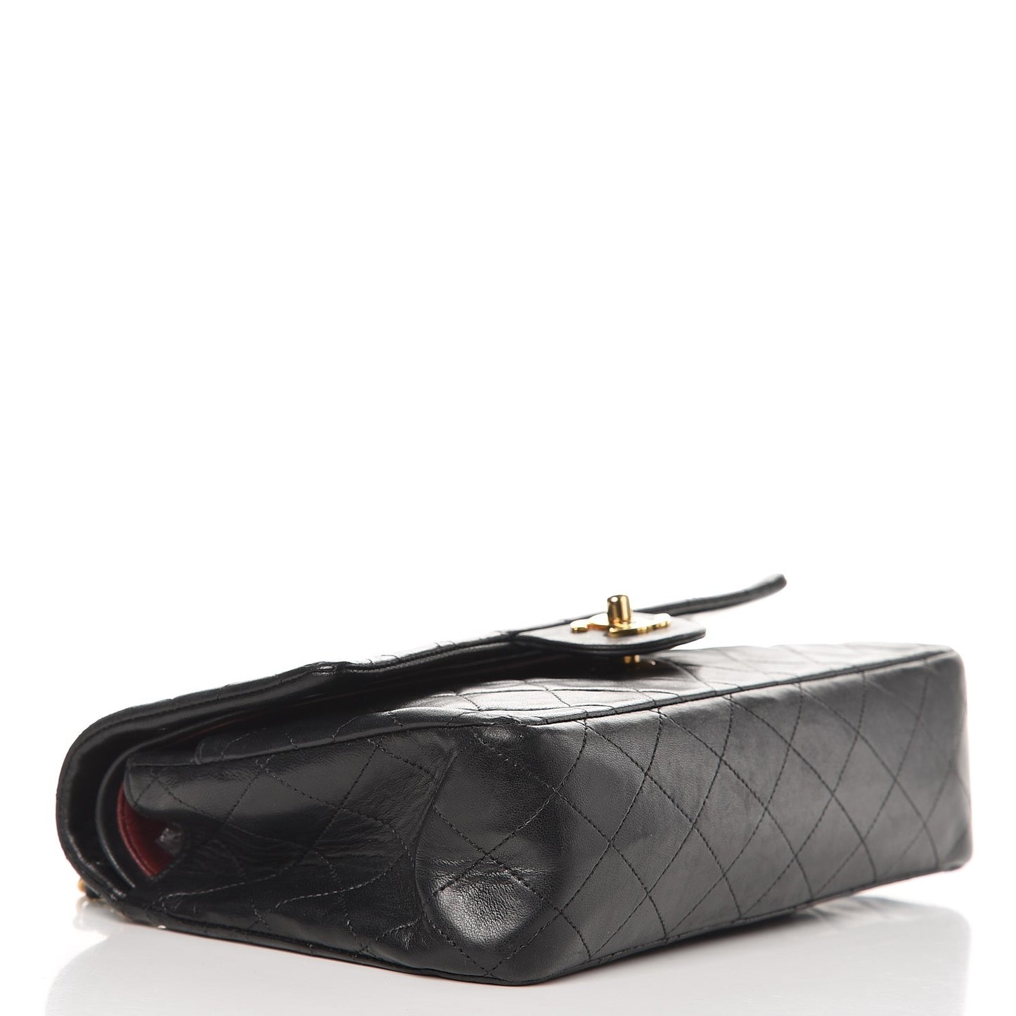 Lambskin Quilted Medium Double Flap Black