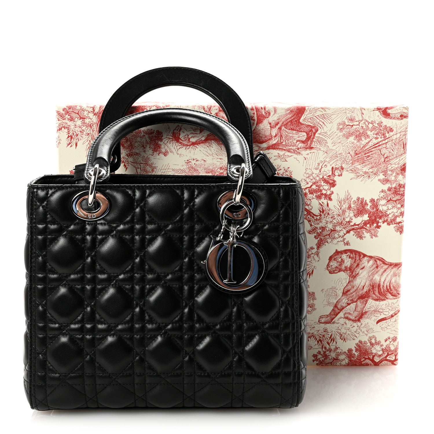 Christian Dior Lambskin Cannage Medium Lady Dior Black 10 of 10