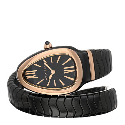 Bulgari 18K Rose Gold Ceramic 35mm Serpenti Tubogas Quartz Watch Black 2 of 5