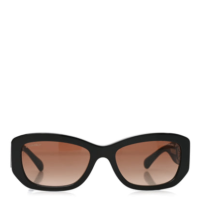 Chanel Acetate Rectangle Sunglasses 5493 Black Brown 2 of 7