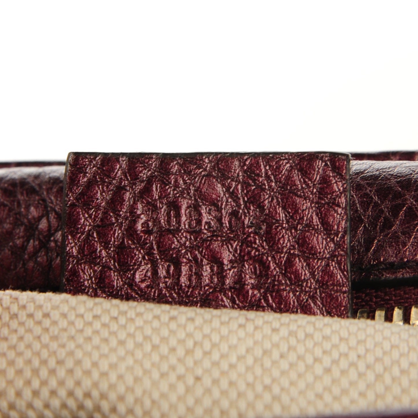 Metallic Pebbled Calfskin Small Soho Disco Bag Burgundy