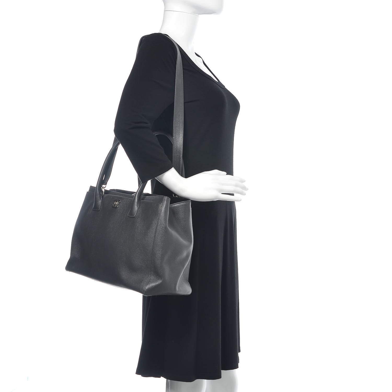 Chanel Calfskin Cerf Executive Shopper Tote Dark Grey 2 of 10