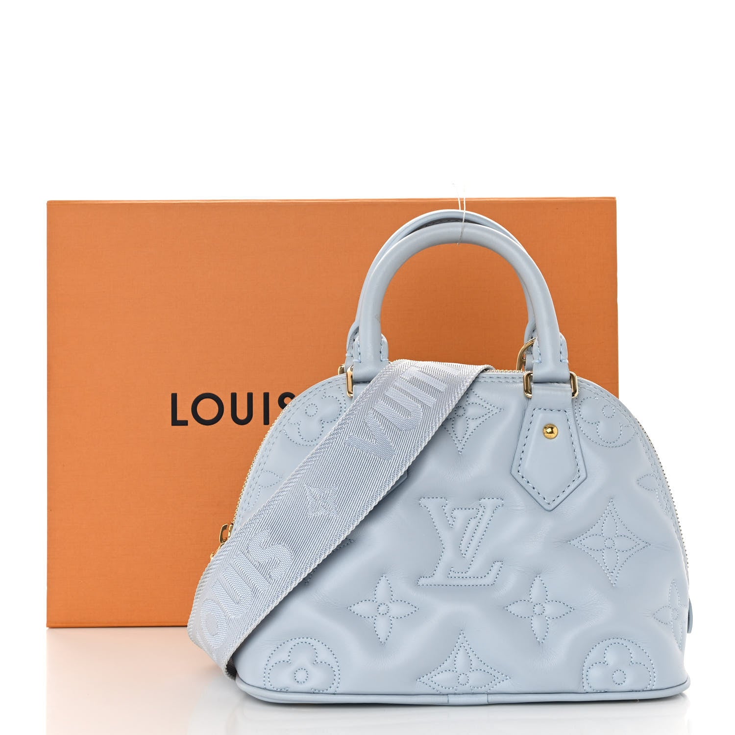Louis Vuitton Calfskin Bubblegram Alma BB Ice Blue 10 of 10