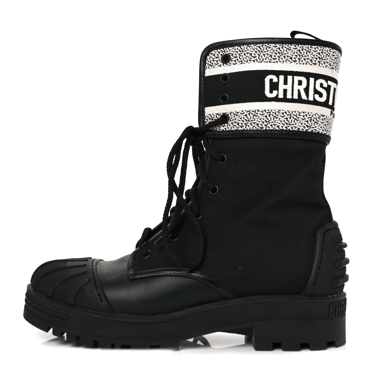 Christian Dior Calfskin Technical Fabric D-Major Ankle Boots 39 Black White 1 of 6
