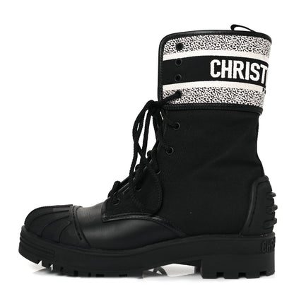 Christian Dior Calfskin Technical Fabric D-Major Ankle Boots 39 Black White 1 of 6