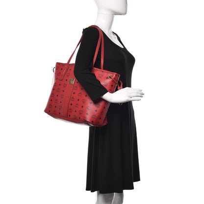 MCM Visetos Medium Liz Reversible Shopper Tote Ruby Red 3 of 15