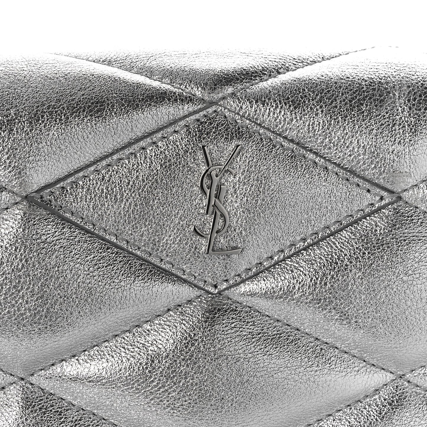 Metallic Lambskin Quilted Sade Puffer Envelope Clutch Argento