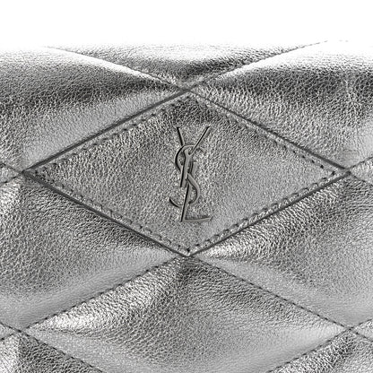 Saint Laurent Metallic Lambskin Quilted Sade Puffer Envelope Clutch Argento 7 of 11