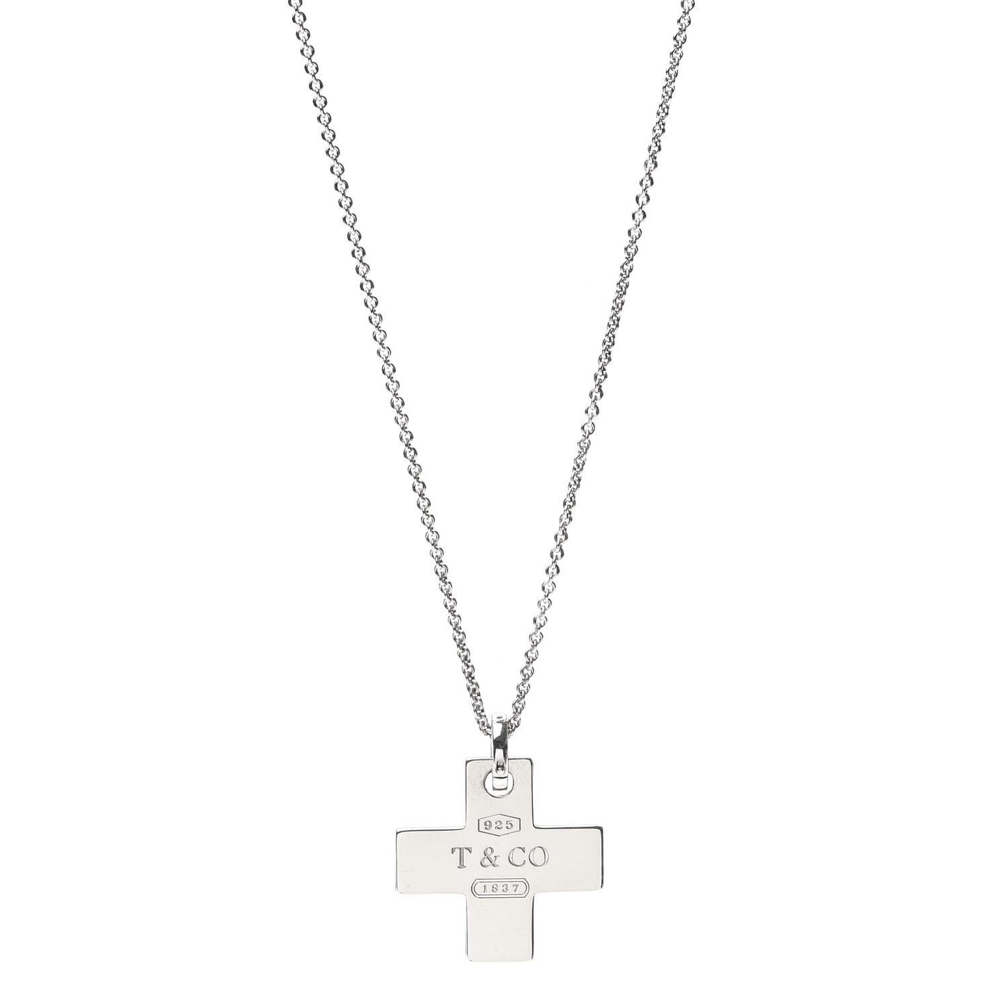 Sterling Silver 1837 Double Cross Pendant Necklace
