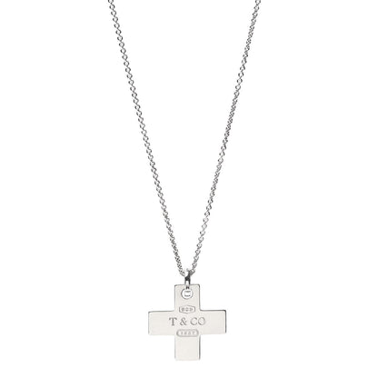 Tiffany Sterling Silver 1837 Double Cross Pendant Necklace 1 of 5