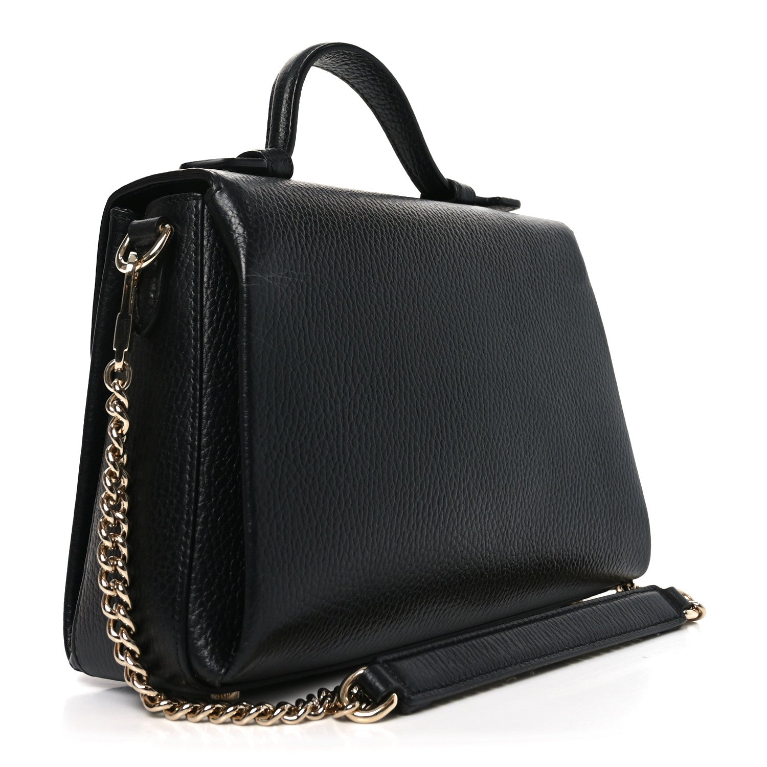 Gucci Dollar Calfskin Interlocking G Top Handle Shoulder Bag Black 3 of 10