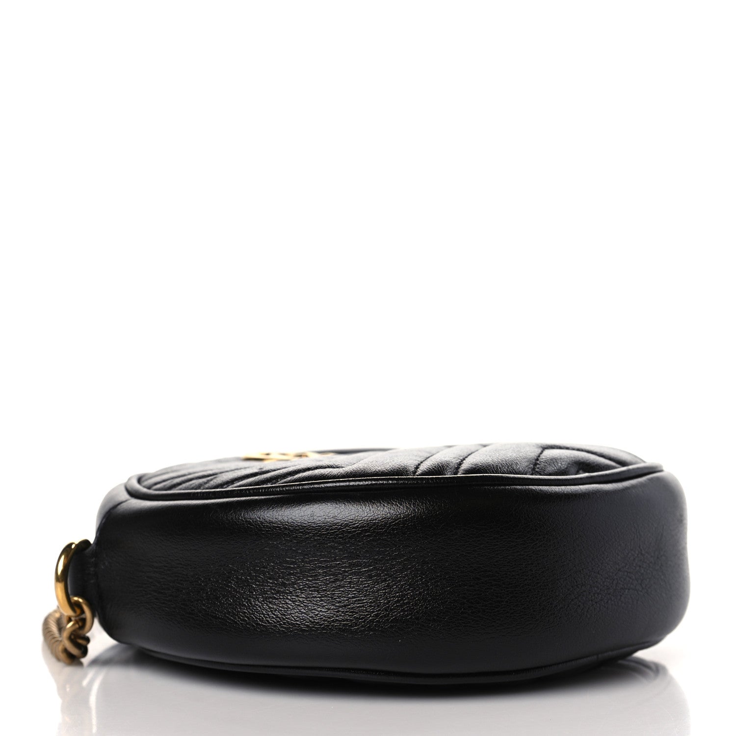Gucci Azalea Calfskin Matelasse Heart Mini GG Marmont Round Shoulder Bag Black 4 of 9